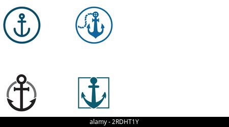 Logo and anchor symbol design vector. Stock Vector
