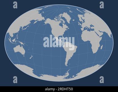 Shape of the Cocos tectonic plate on the world contour map map in the Fahey Oblique projection centered meridionally and latitudinally. Stock Vector