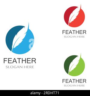 feather logo of fowl breed and pen made of feather using vector icon Stock Vector