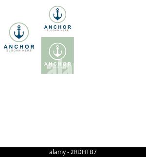 Logo and anchor symbol design vector. Stock Vector
