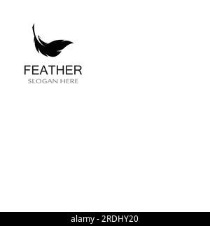 feather logo of fowl breed and pen made of feather using vector icon Stock Vector