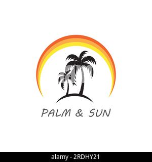 Palm tree summer logo template vector illustration Stock Vector