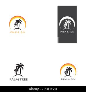 Palm tree summer logo template vector illustration Stock Vector