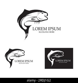 Fish logo, fishinghook, fish oil and seafood restaurant icon. With vector icon concept Stock Vector