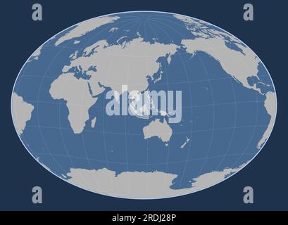 Sunda tectonic plate on the solid contour map in the Fahey Oblique projection centered meridionally and latitudinally. Stock Vector