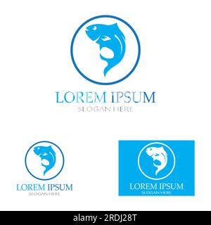 Fish logo, fishinghook, fish oil and seafood restaurant icon. With vector icon concept Stock Vector