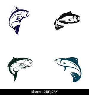 Fish logo, fishinghook, fish oil and seafood restaurant icon. With vector icon concept Stock Vector