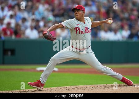 Philadelphia Phillies' Ranger Suarez pitches during the first inning of the  team's baseball game against the Texas Rangers, Tuesday, May 3, 2022, in  Philadelphia. (AP Photo/Matt Rourke Stock Photo - Alamy