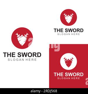 Sword, shield and king's sword logo. Logo vector design. Stock Vector