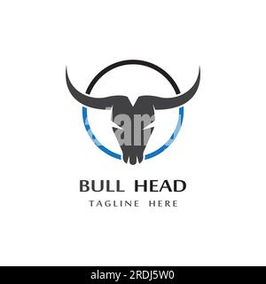 vintage retro bull head horns logo design. Stock Vector