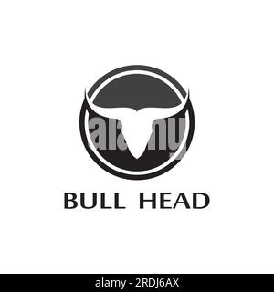 vintage retro bull head horns logo design. Stock Vector
