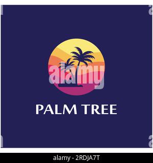 Palm tree summer logo template vector illustration Stock Vector