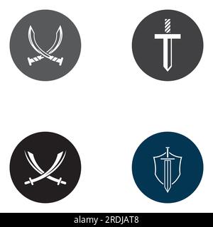 Sword, shield and king's sword logo. Logo vector design. Stock Vector