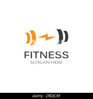 gym fitness silhouette logo and barbell.Design for fitness gym and barbell,using vector design Stock Vector