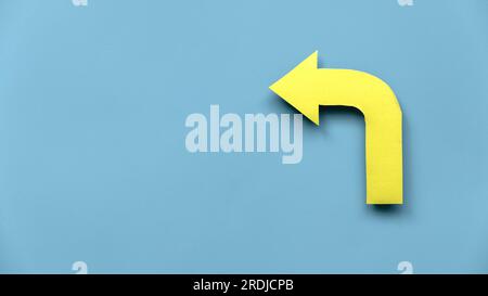 Yellow arrow pathway sign. Future life with direction or obsctacle ...