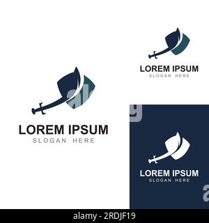 Sword, shield and king's sword logo. Logo vector design. Stock Vector