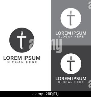 Sword, shield and king's sword logo. Logo vector design. Stock Vector