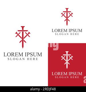 Sword, shield and king's sword logo. Logo vector design. Stock Vector
