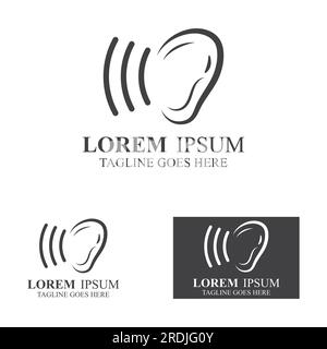 sense of  hearing or ear  icon logo vector Stock Vector