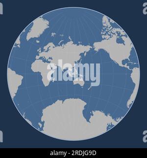 Sunda tectonic plate on the solid contour map in the Lagrange projection centered meridionally. Stock Vector