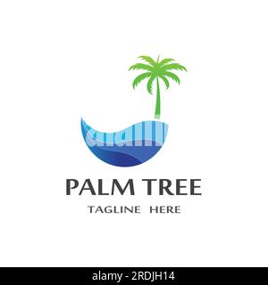 Palm tree summer logo template vector illustration Stock Vector