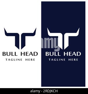 bull head horn logo and symbol Stock Vector
