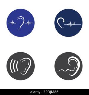 ear and sound waves logo design. Stock Vector