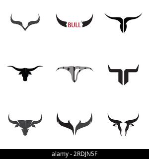 Vintage bull head horns logo Stock Vector