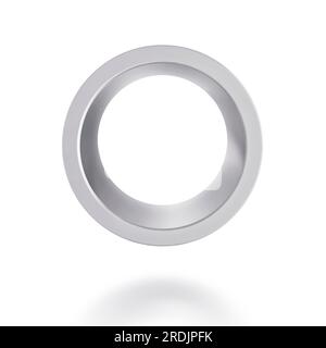 Silver color 3d ring isolated on white background. 3D render Stock Photo