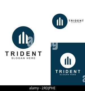 Trident logo using vector design concept. Stock Vector