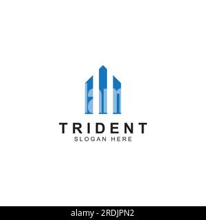 Trident logo using vector design concept. Stock Vector