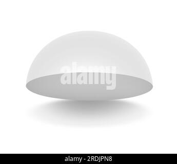 White Semi Sphere Mockup on white background. 3D render Stock Photo