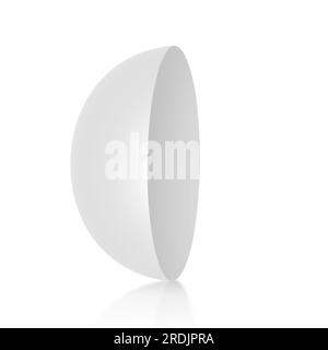 White Semi Sphere Mockup on white background. 3D render Stock Photo