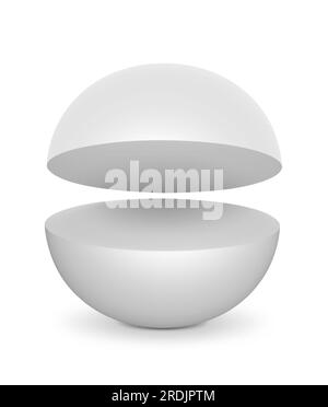 White Semi Sphere Mockup on white background. 3D render Stock Photo