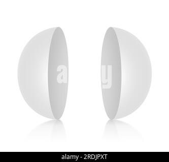 White Semi Sphere Mockup on white background. 3D render Stock Photo