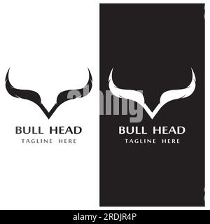 Vintage bull head horns logo Stock Vector