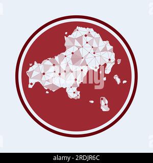 Skiathos icon. Trendy tech logo of the island. Geometric mesh round design. Technology, internet, network, telecommunication concept. Stock Vector