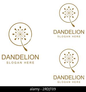 Dandelion flower logo and symbol vector design Stock Vector