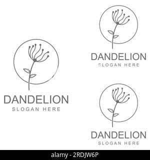 Dandelion flower logo and symbol vector design Stock Vector