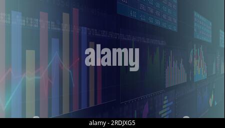 Composite of financial data processing over dark background Stock Photo