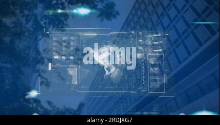 Composite of financial data processing over city Stock Photo