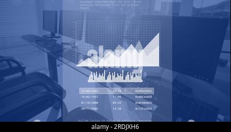 Composite of financial data processing over computers Stock Photo