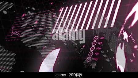 Composite of financial data processing over world map Stock Photo