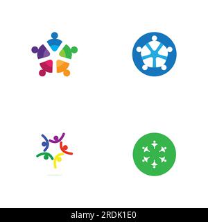 Community, network and social icon design template Stock Vector