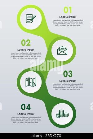 Infographic template for presentations and features data visualization includes a process chart with diagrams, steps, options. Stock Photo