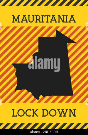 Mauritania Lockdown Sign. Yellow country pandemic danger icon. Vector illustration. Stock Vector