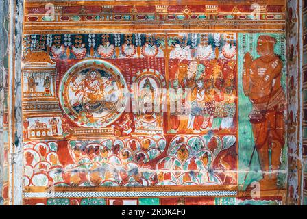 16th Century Nayak murals fresco paintings in Thillai Nataraja Temple ceiling, Chidambaram, Tamil Nadu, South India, India, Asia Stock Photo