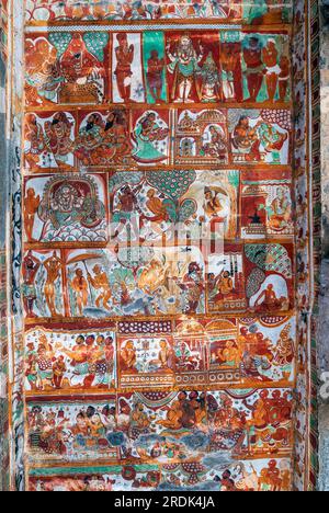 16th Century Nayak murals fresco paintings in Thillai Nataraja Temple ceiling, Chidambaram, Tamil Nadu, South India, India, Asia Stock Photo