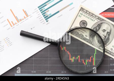 charts of growth, tables , workplace businessman Stock Photo