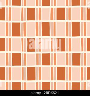 Hand-Drawn Retro Geometric Checks Vector Seamless Pattern Stock Vector